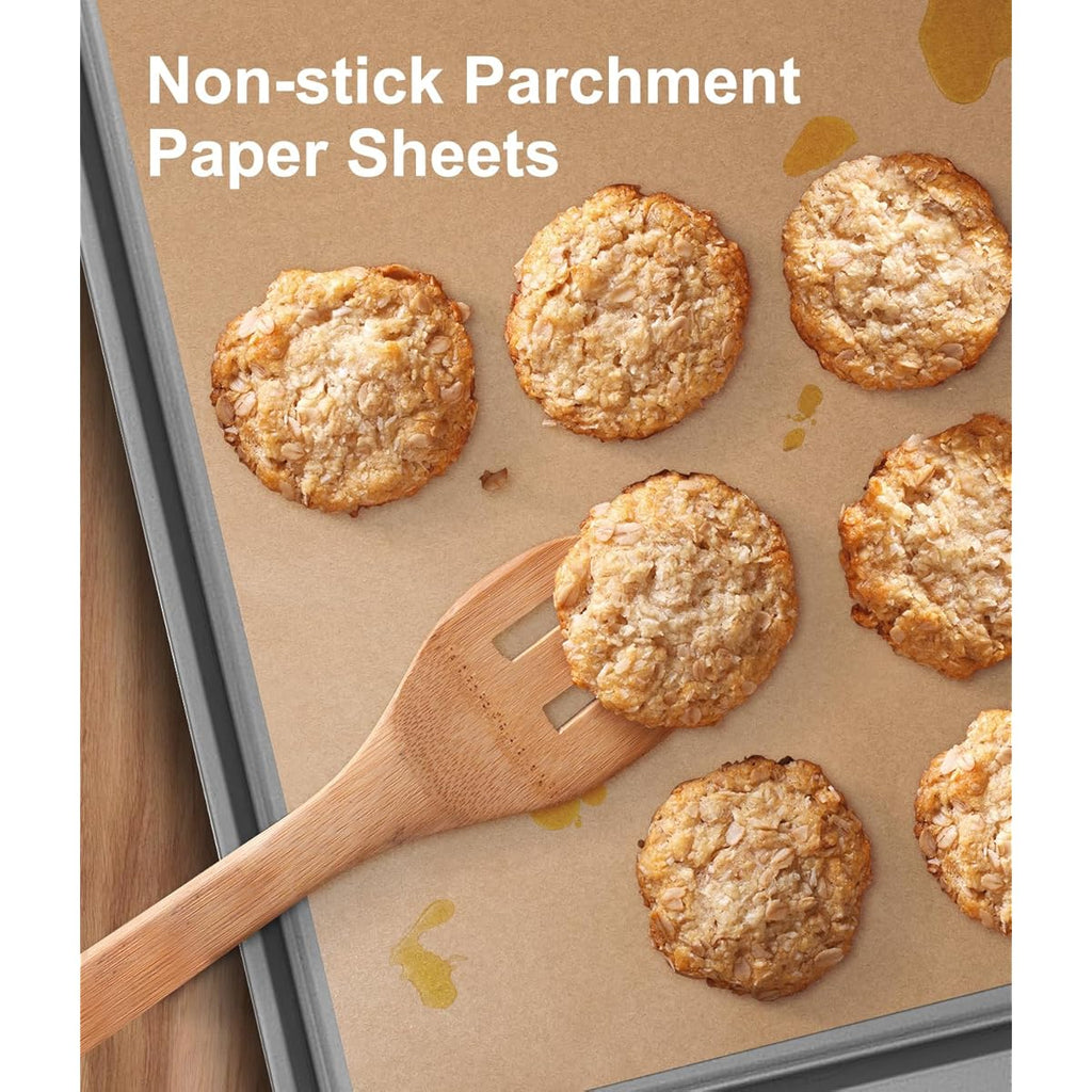 300 Count Precut Non-Stick Baking Sheets - Heavy-Duty Parchment Paper Liners, Non-Stick, Oven, Air Fryer, Grill, Steamer Safe - Pre-Cut to Size for Easy Use - Ideal for Cookies, Cupcakes, Pizza, Pastries, Bread - Kitchen & Restaurant Use - Compatible with