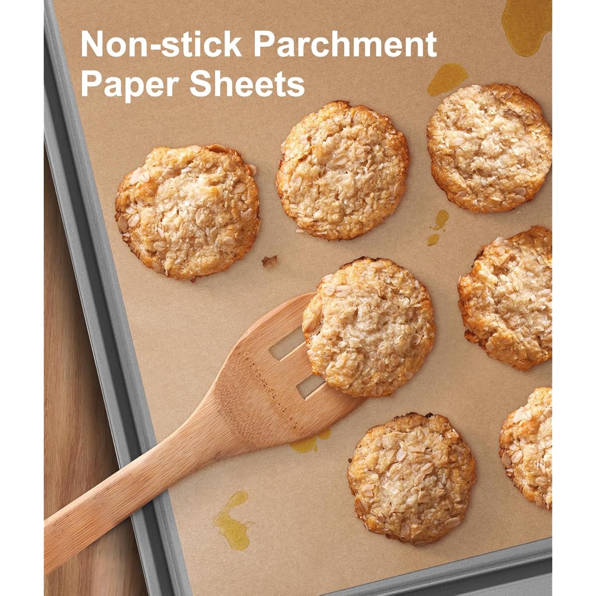 300 Count Precut Non-Stick Baking Sheets - Heavy-Duty Parchment Paper Liners, Non-Stick, Oven, Air Fryer, Grill, Steamer Safe - Pre-Cut to Size for Easy Use - Ideal for Cookies, Cupcakes, Pizza, Pastries, Bread - Kitchen & Restaurant Use - Compatible with