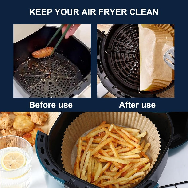 600pcs Extra Large 7.9 Inch Non-Stick Air Fryer Baking Papers - Heavy Duty Parchment Liners, 428°C Heat-Resistant, Compatible with Instant Pot, Oven, Microwave, Toaster Oven - Compatible with 5-8QT Air Fryers (Instant Vortex, Oster, Black+Decker) -