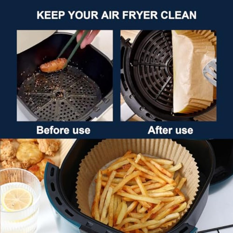 300pcs 7.9 Inch Round Air Fryer Baking Paper Liners - Non-Stick Parchment Sheets, Heat-Resistant up to 428°F, Compatible with 5-8QT Air Fryer, Oven, Microwave, Frying Pan - Individually Wrapped for Easy Storage, Safe Cooking & Easy Cleanup (Disposable),