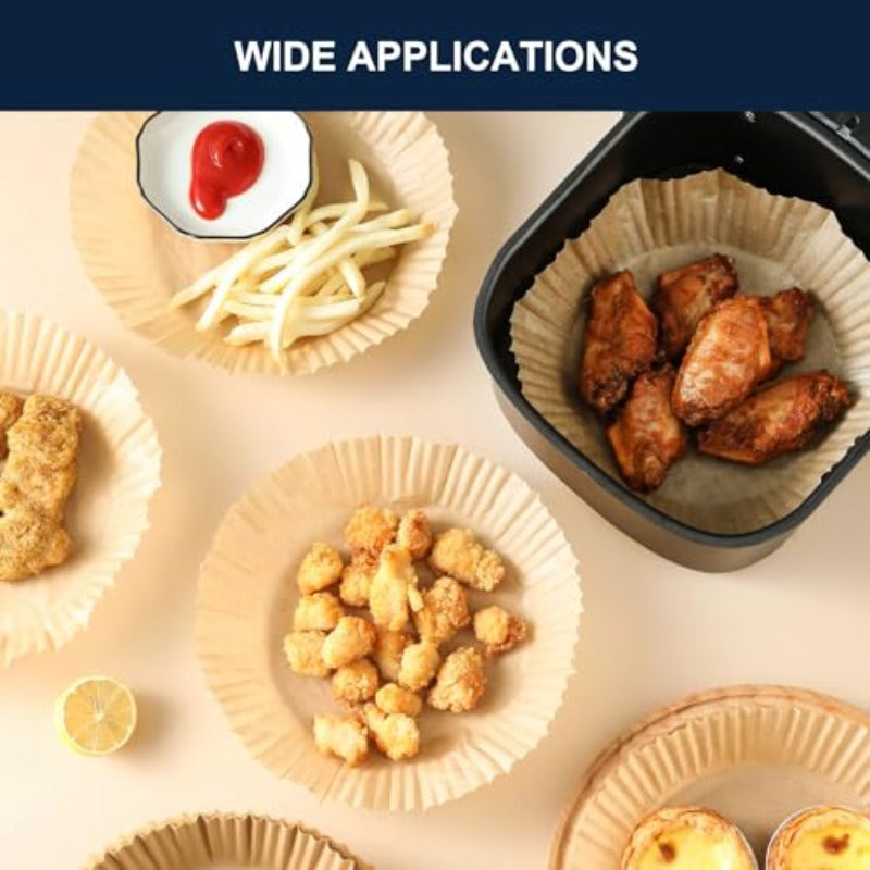 300pcs 7.9 Inch Round Air Fryer Baking Paper Liners - Non-Stick Parchment Sheets, Heat-Resistant up to 428°F, Compatible with 5-8QT Air Fryer, Oven, Microwave, Frying Pan - Individually Wrapped for Easy Storage, Safe Cooking & Easy Cleanup (Disposable),