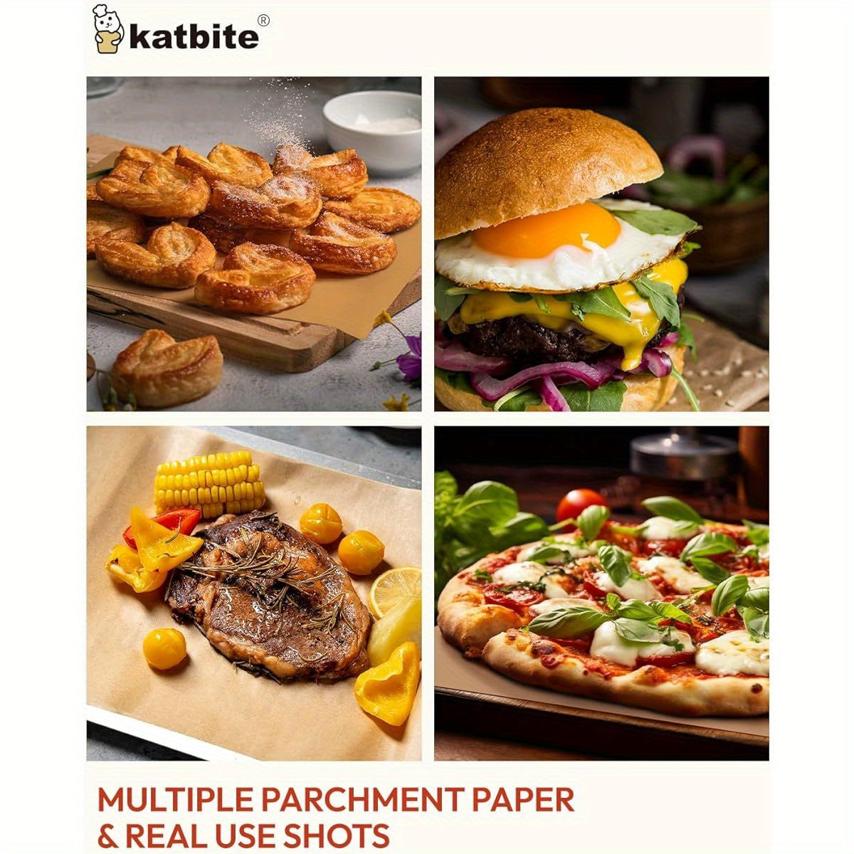 Katbite 350pcs 9x13in Parchment Paper Sheets, Heavy Duty Unbleached Baking Paper, Non- stick & Oil Proof for Oven, Air Fryer, Grilling, Steaming and Cooking Bread