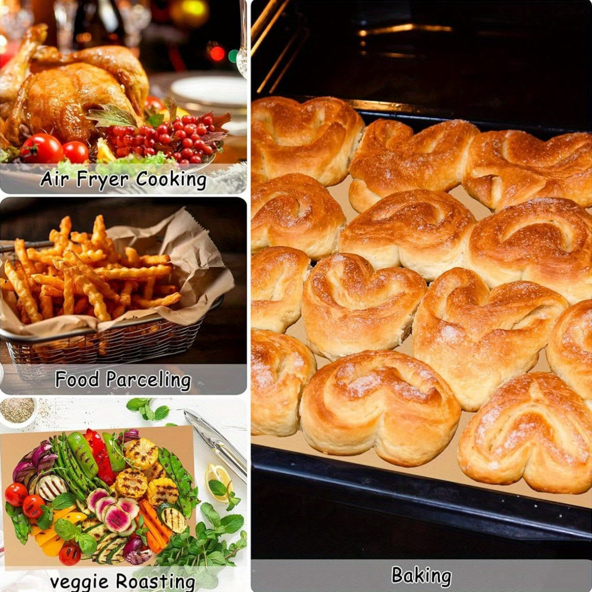 200pcs Parchment Paper Sheets, 12 x 16 Inches Air Fryer Disposable Paper Liners, Non- Stick Precut Parchment Paper for Baking, Unbleached Baking Papers for Cooking, Grilling, Roasting, Steaming, Air Fryer Paper Liners, Parchment Paper for Baking, Baking