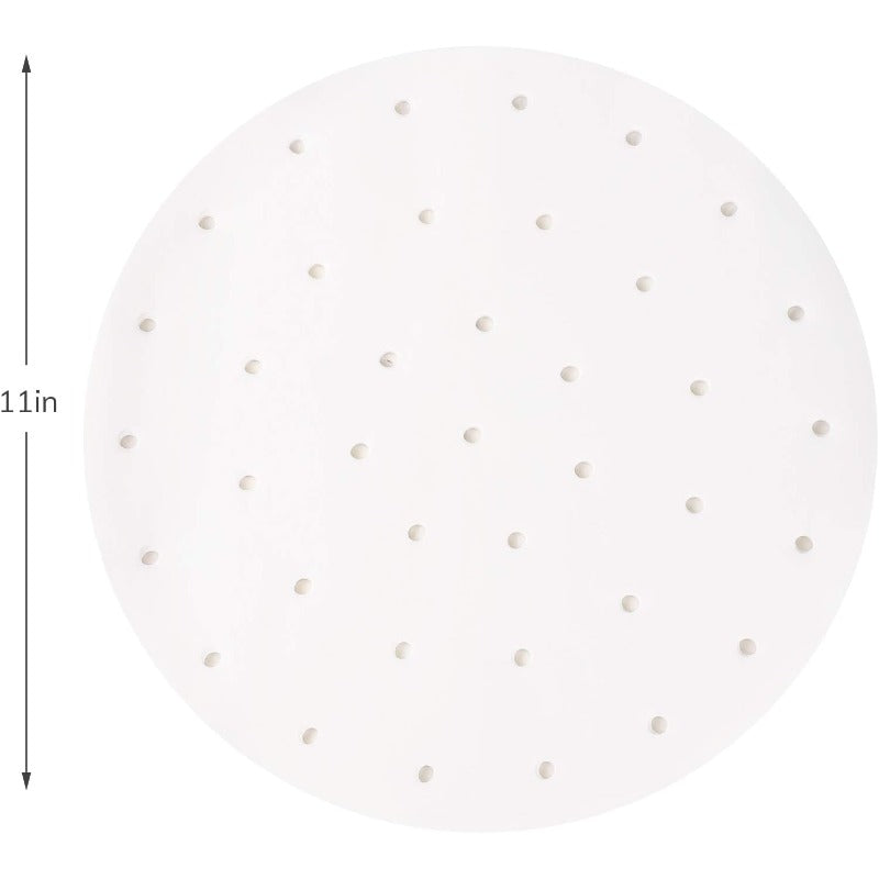 200pcs 11 Inch Disposable White Perforated Parchment Paper Sheets for Air Fryer & Steaming Basket - Non-Stick, Heat-Resistant, Easy Cleanup, Perfect for Baking, Roasting, and Steaming, Air Fryer Accessories, Baking Essentials, Perforated Design,