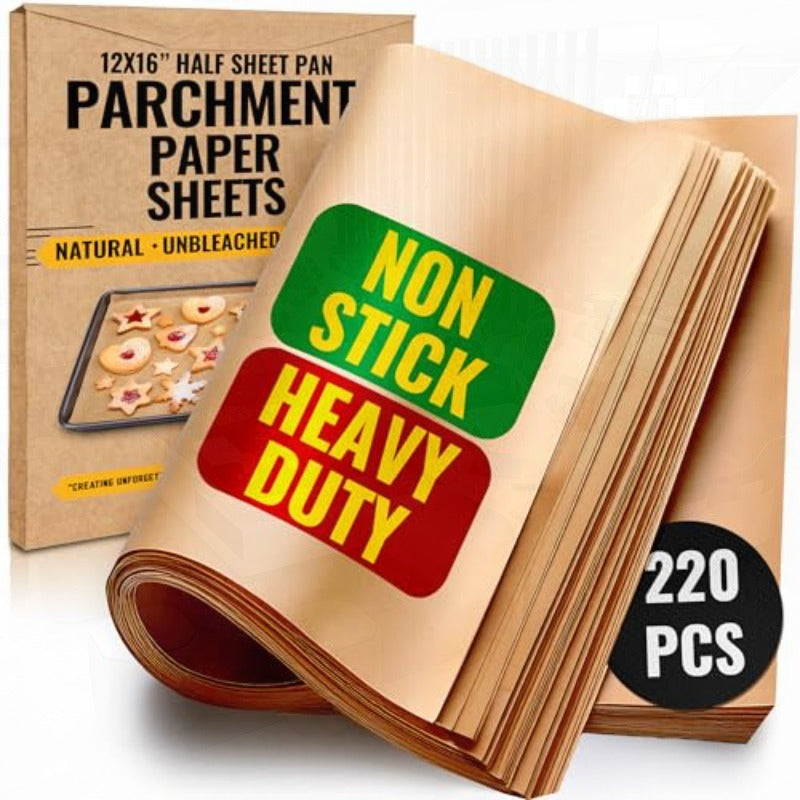 220pcs 12x16 Inch Parchment Paper Baking Sheets - Non-Stick, Unbleached, No Curling or Burning, Non-Toxic, Convenient Packaging for Easy Storage, Perfect for Baking Cookies, Pastries, and More, Baking Essentials | Convenient Packaging | Nonstick Surface,