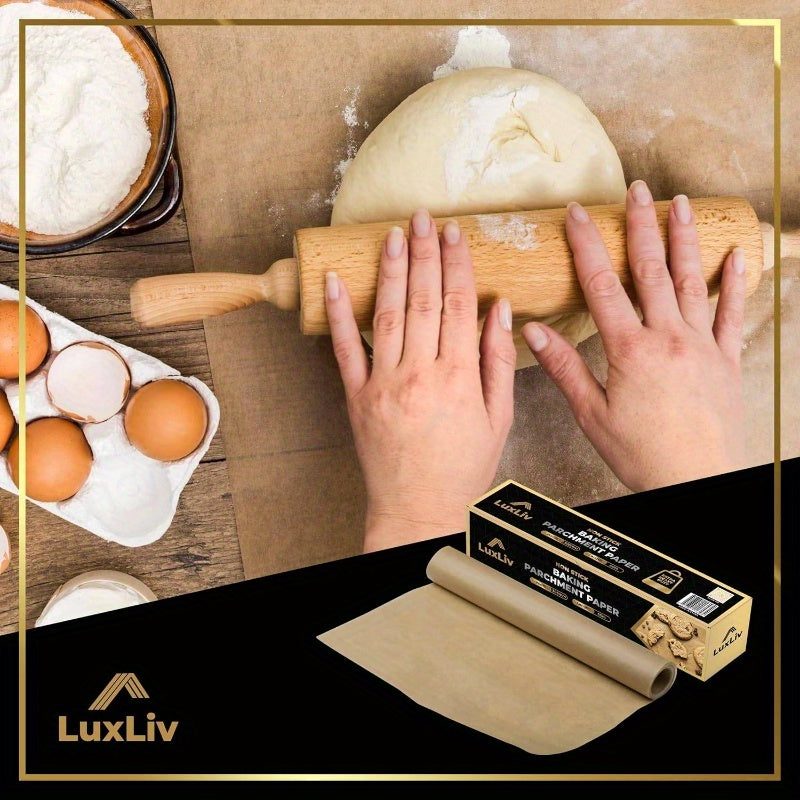 1 Roll Extra Long 164ft/50m - Heavy-Duty Thick Non-Stick Greaseproof Baking Paper - Beige to Brown Parchment Sheets for Oven, Sourdough, Pastries, - Compatible with Convection Ovens - Ideal for Home & Professional Kitchens - Unbleached, Wax Coated, 11.8