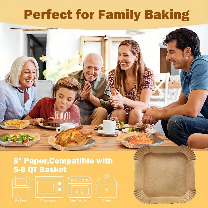 200pcs 8 Air Fryer Liner Square Baking Parchment Paper Airfryer LinersUnbleached Disposable Nonstick NonLeak NonWashing Air Fryer Paper Liner for 58 QT Air Fryer Basket, Air Fryer Liners Disposable, Disposable Air Fryer Liners, Air Fryer Liners Extra