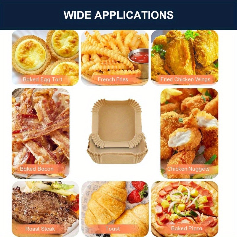300pcs Extra Large 7.9x7.9 Inch Non-Stick Air Fryer Baking Paper Liners - Heavy Duty Parchment Sheets with Rounded Corners, Compatible with Instant Pot, Oven, Microwave, Toaster Oven, for Easy Cleanup - Individually Wrapped for Freshness - Ideal for Meal
