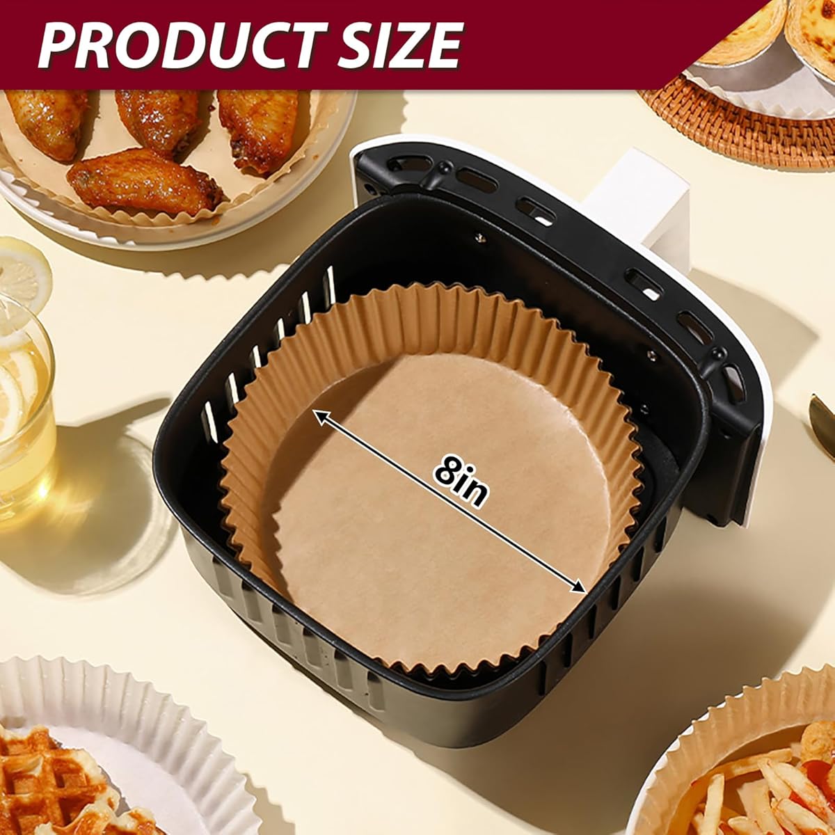 225pcs Air Fryer Parchment Paper Liners Non-Stick & Oil-Resistant, 8 Inch Round Disposable Baking Sheets with Silicone Coating for Ninja AF101/AF150AMZ XL/Max XL & 4-8QT Air Fryers, Microwave, Oven, BBQ - Easy Cleanup, Healthy Cooking, Value Pack,