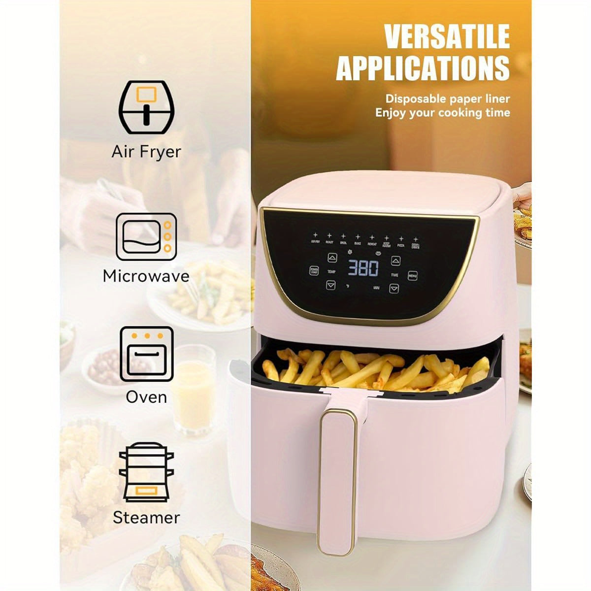 130pcs Air Fryer Paper Liners for Paris Hilton Air Fryer 6- Quart, 8- Inches Nonstick Disposable Parchment Paper Baking Inserts, Food Grade Air Frier Accessories, Free of Bleach, Extra Large Air Fryer Sheets, Air Fryer Liners Rectangular, Disposable Air