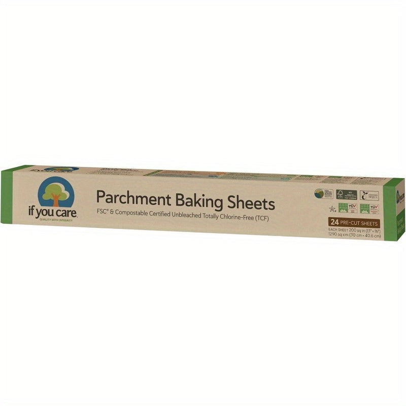 USUP Parchment Paper Baking Sheets 12 Pack of 24Count Precut Liners Unbleached Chlorine Free Greaseproof Silicone Coated Standard Size Fits 12. 5 x 16 Pans, Food Prep Liners, Baking Essentials, Reusable Baking Liner, Nonstick Parchment, Unbleached
