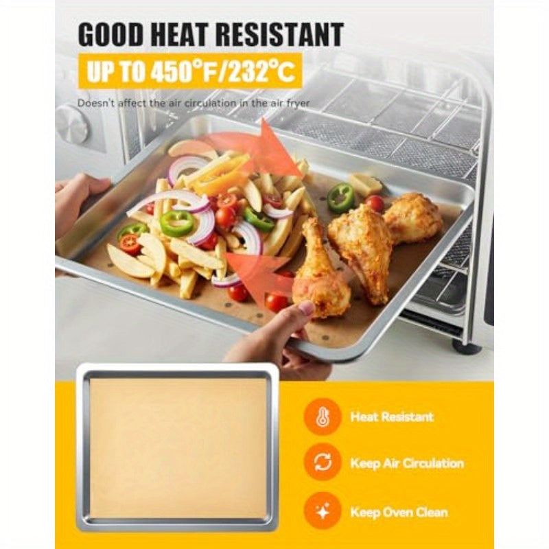 154pcs Paper Liners Compatible with Emeril Lagasse 26QT Extra Large Air Fryer Toaster Oven Accessories100pcs Unbleached Parchment Paper 50pcs Disposable Liners with Holes 4pcs Reusable Baking Mats, Kitchen Essentials, Cooking Accessories, Nonstick Liners,