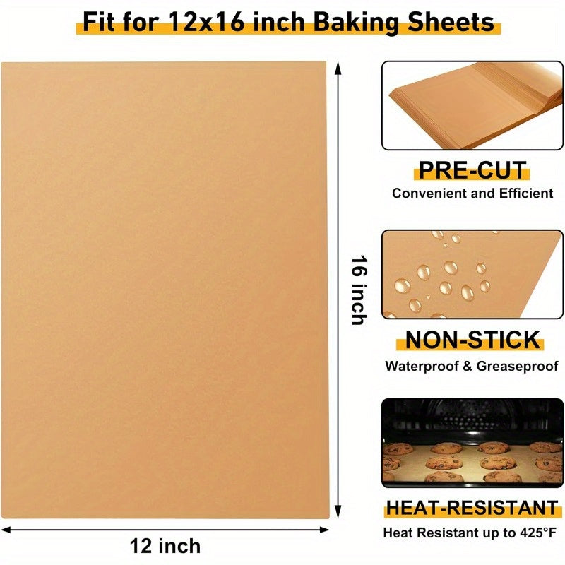 200 Sheets Parchment Paper - Extra Thick 45gsm Non-Stick Precut Baking Liners, Unbleached & Individually Wrapped, 12x16 Inches with Rounded Corners for Air Fryer, Oven, Grill, Steamer - Heavy Duty Disposable for, Pizza, Roasting, Pastries - Cost-Effective