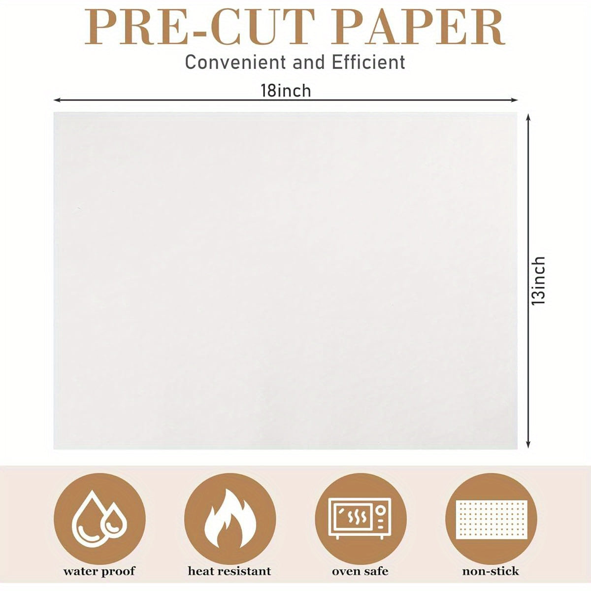 200pcs Heavy Duty Parchment Paper Baking Sheets - Nonstick, Precut, 13x18 Inch, Perfect for Cookies, Steaming, Grilling, and Air Fryer Cooking, White, Baking Sheets for Oven