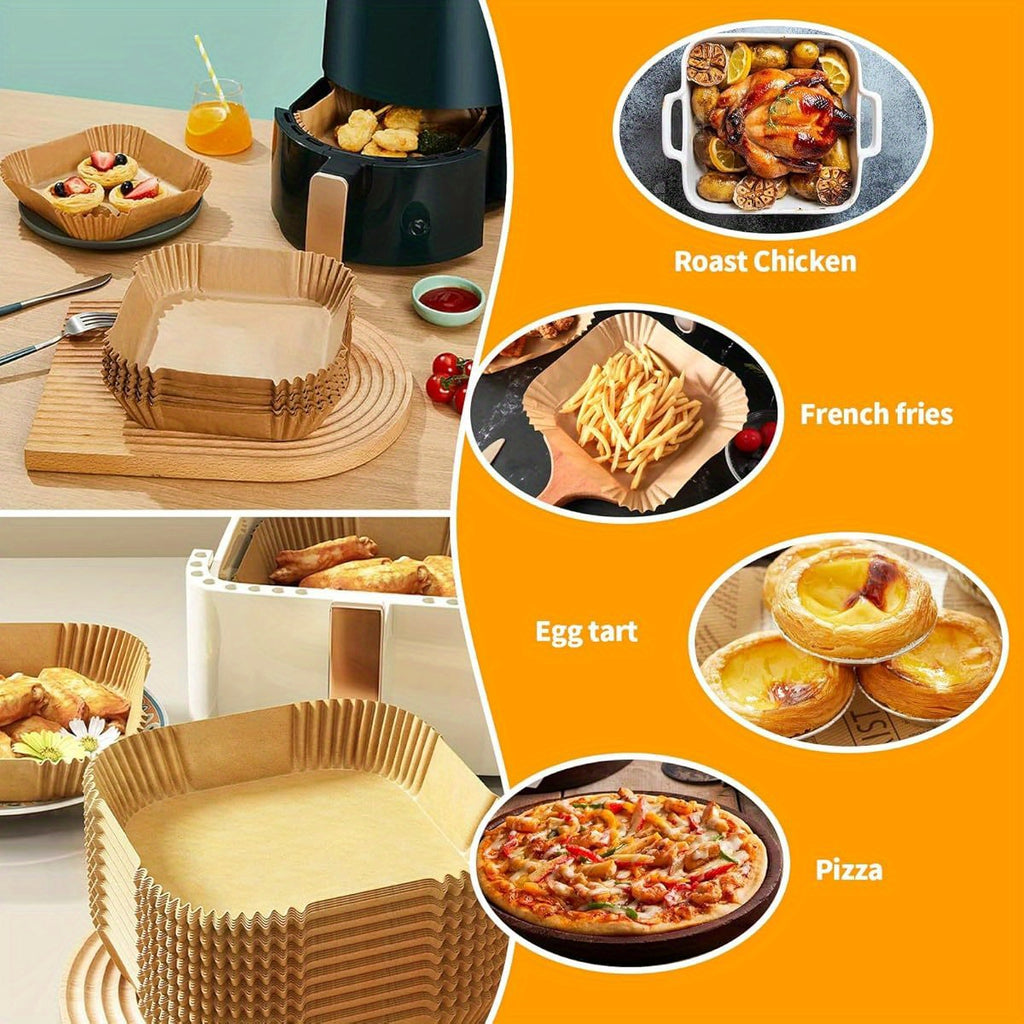 ReLuien 200pcs Air Fryer Liners, 8. 7" Square Parchment Disposable Paper Liner for Air Fryer, Baking, Roasting and Microwave, Non- Stick liner Accessories, Air Fryer Liners Non Stick, Special Paper for Airfryer, Air Fryer Butter Paper, Microwave Safe