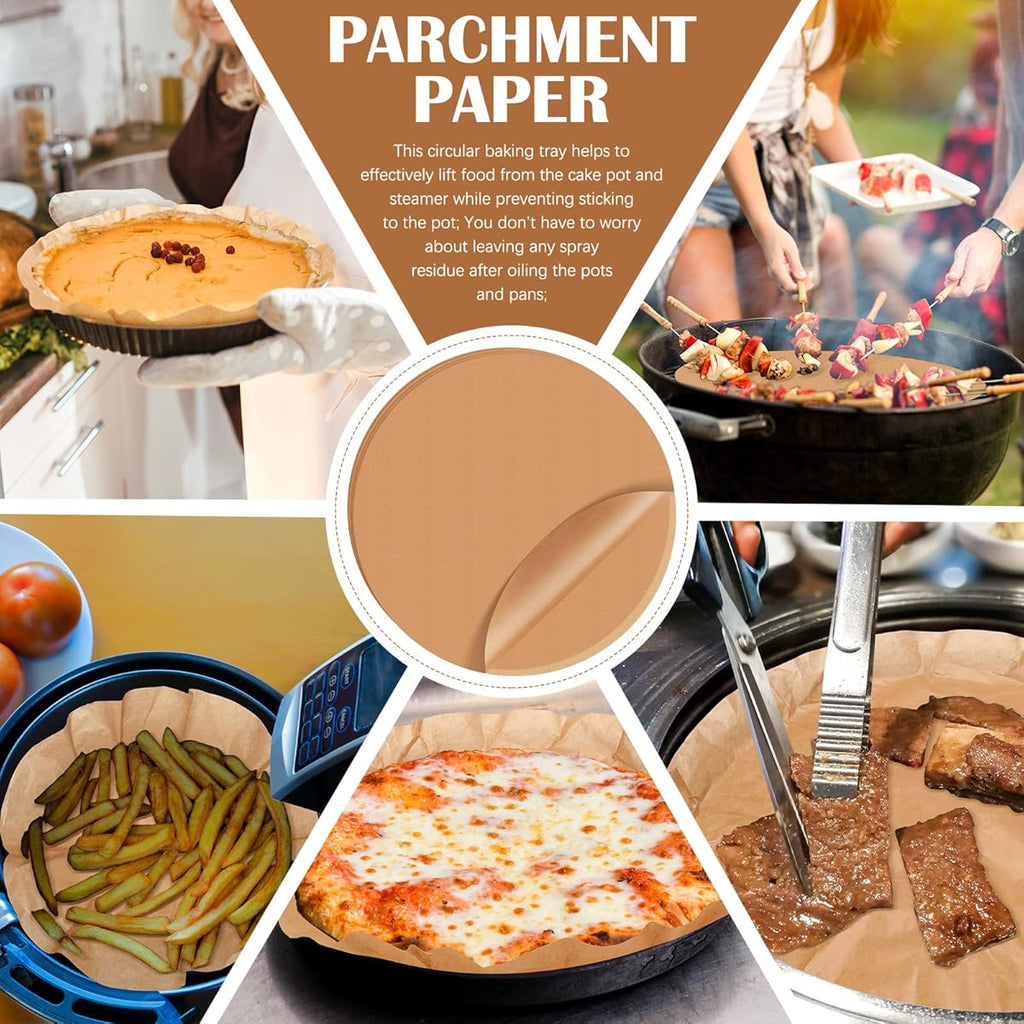 40pcs 20 Inch Round Parchment Paper Liners - Disposable Unbleached Baking Sheets for Cake Pans, Air Fryer, Steamer, BBQ, Pizza, Meats & Vegetables - Non-Stick, Easy Cleanup, Perfect for Parties & Home Baking, Baking Sheets for Oven, Party Essentials,