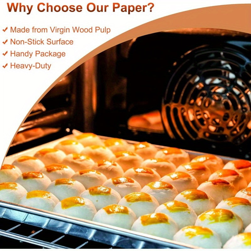 200 Sheets Parchment Paper - Extra Thick 45gsm Non-Stick Precut Baking Liners, Unbleached & Individually Wrapped, 12x16 Inches with Rounded Corners for Air Fryer, Oven, Grill, Steamer - Heavy Duty Disposable for, Pizza, Roasting, Pastries - Cost-Effective