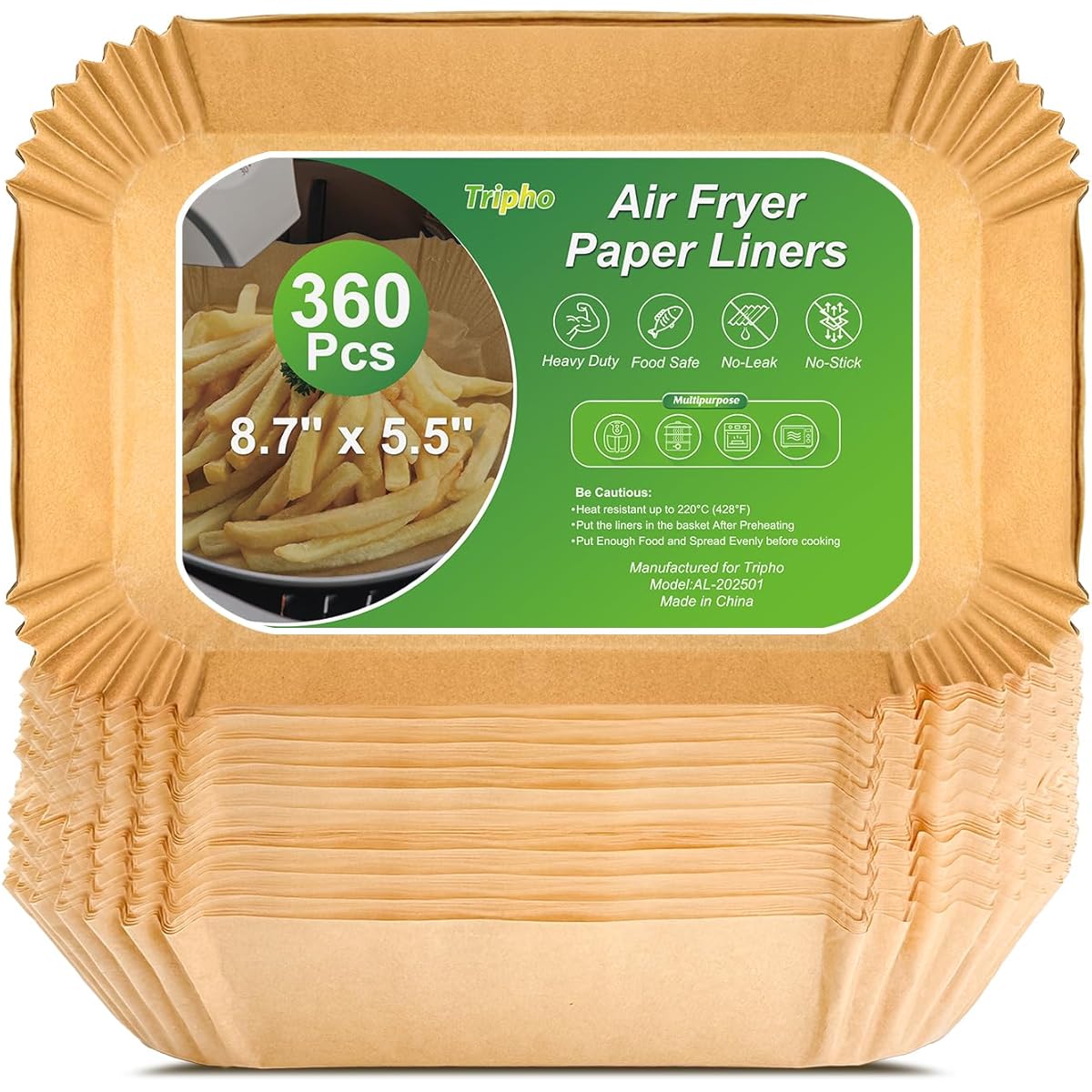 360pcs 8. 7" x 5. 5" Unbleached Heavy Duty Air Fryer Paper Liners Disposable, Non-Stick & Non-Leak Parchment Paper Liners for Airfryer Basket, Deep Fryer Parts & Accessories, Air Fryer Liners Non Stick, Special Paper for Airfryer, Air Fryer Butter Paper,