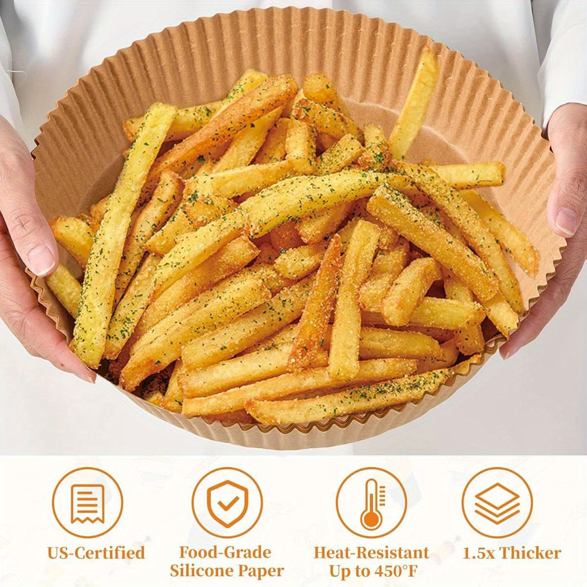 125pcs Heavy-Duty 7.9 Inch Round Air Fryer Liners Disposable - Thickened Silicone Oil Paper, 450°F Heat Resistant, Non-Stick & Hygienic Baking Sheets with Ruffled Edges for 5-8 Qt Air Fryers (Compatible with Oster, Black Friday Deals, Instant Pot & More)