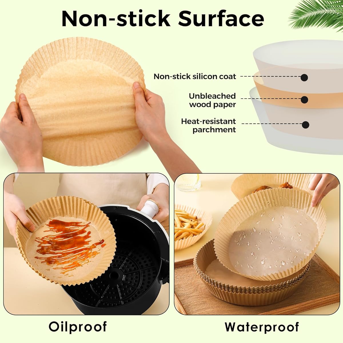 Ctizne Air Fryer Paper Liners Disposable, 200pcs 8inch Airfryer Oven Insert Parchment Paper Sheets Round, Non Stick Food Grade Baking Liner for 5Qt/6Qt/7Qt/8Qt Air Fryer Basket, Air Fryer Liners Non Stick, Special Paper for Airfryer, Air Fryer Butter