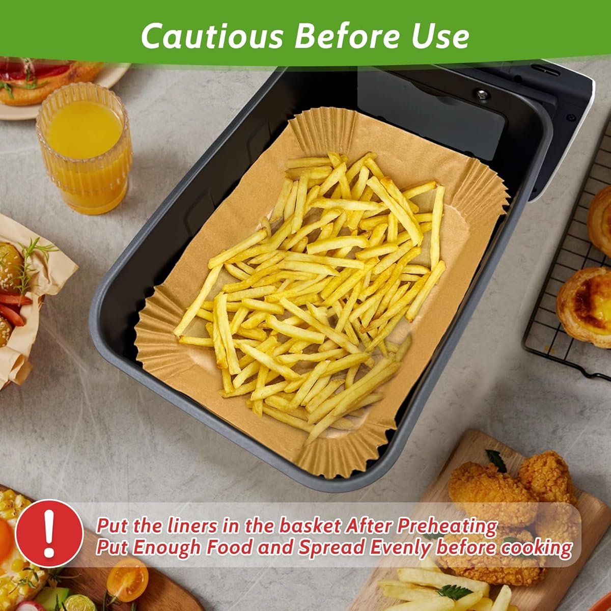 360pcs 8. 7" x 5. 5" Unbleached Heavy Duty Air Fryer Paper Liners Disposable, Non-Stick & Non-Leak Parchment Paper Liners for Airfryer Basket, Deep Fryer Parts & Accessories, Air Fryer Liners Non Stick, Special Paper for Airfryer, Air Fryer Butter Paper,