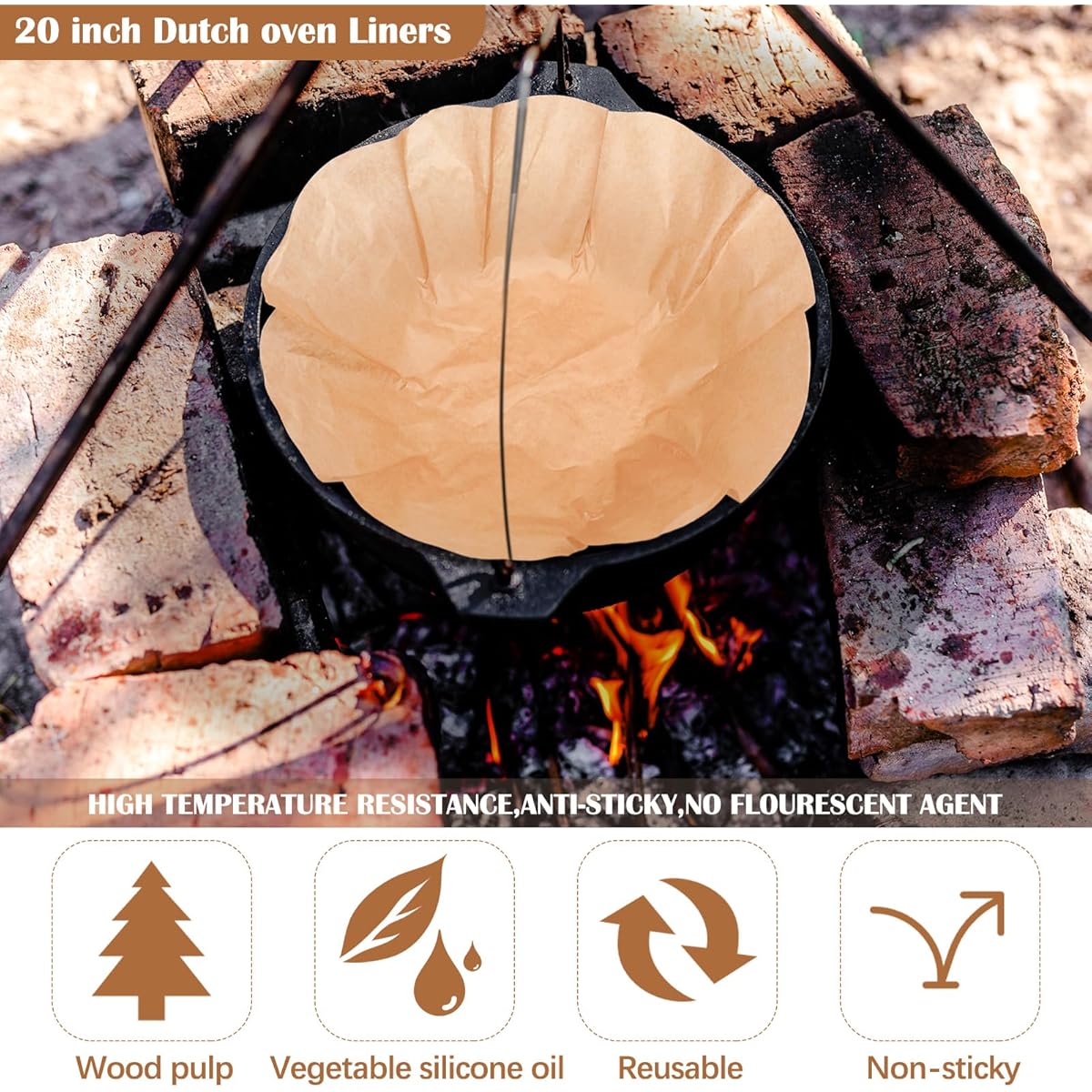 40pcs 20 Inch Round Parchment Paper Liners - Disposable Unbleached Baking Sheets for Cake Pans, Air Fryer, Steamer, BBQ, Pizza, Meats & Vegetables - Non-Stick, Easy Cleanup, Perfect for Parties & Home Baking, Baking Sheets for Oven, Party Essentials,