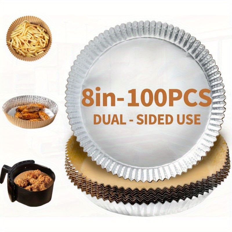 80pcs Heavy-Duty Air Fryer Liners Non-Stick Baking Sheets - Dual-Sided Food Grade Paper & Aluminum Foil, Compatible with Ninja AF161/AF101/AF150, 8 Inch Fryer Basket Liners for Oven, Bake, Fry - Cut-Edge Design, 80 Count (PerformanceSeries)
