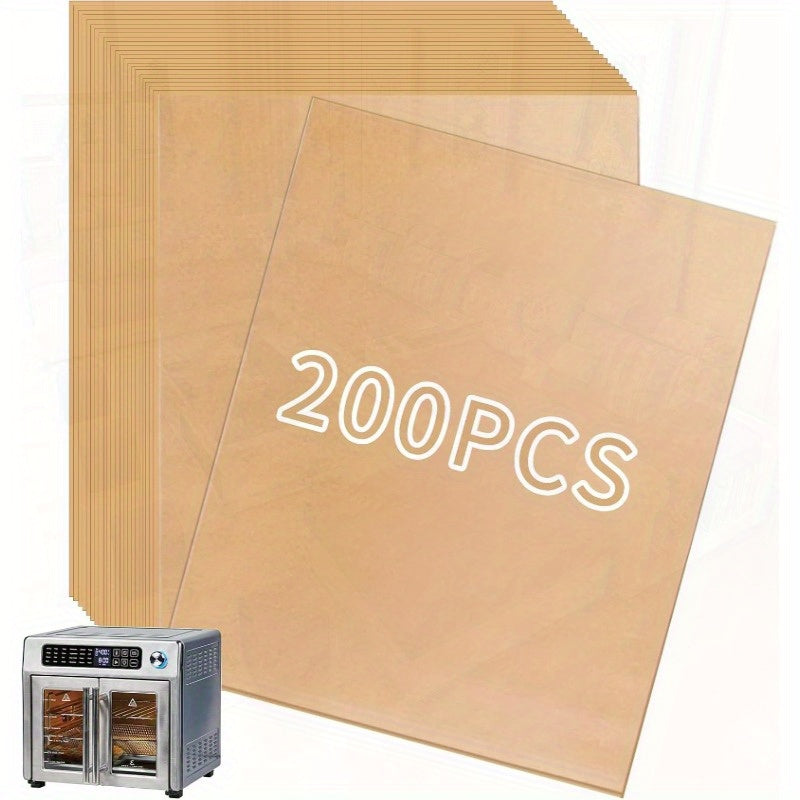 200pcs Disposable Air Fryer Parchment Paper Liners - Pre-Cut Non-Stick, Heat-Resistant up to 430°F, Compatible with Emeril Lagasse 26 QT Air Fryer & Toaster Oven, Food Grade Safe, Easy Cleanup for Baking, Roasting, Frying, Air Fryer Liners Non Stick,