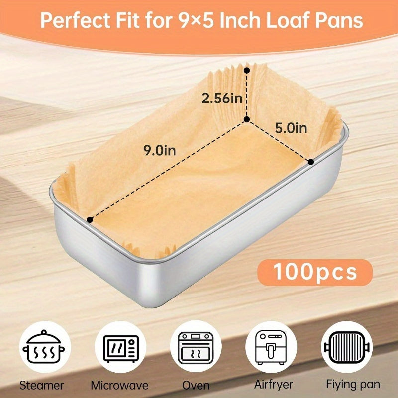 9x5 Inch Non-Stick Pre-Formed Parchment Paper Loaf Pan Liners - Disposable Bread Baking Sheets for Toast, Cakes, Banana Breads - Easy Release, Even Heat Distribution, Perfect for Home & Professional Kitchens, Bread Baking Supplies, Kitchen Essentials,