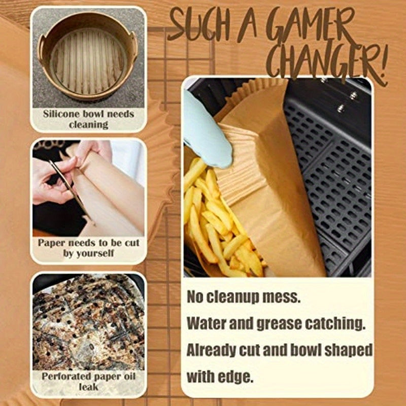 Disposable Paper Liner Square 250pcs for 5 to 8 Qt Air Fryer Baskets Nonstick Oilproof Parchment Liner Cooking Paper, Disposable Air Fryer Paper Liners, Air Fryer Mat, Rectangle Air Fryer Liners, Air Fryer Accessoires, Air Fryer Paper Round, Food Prep