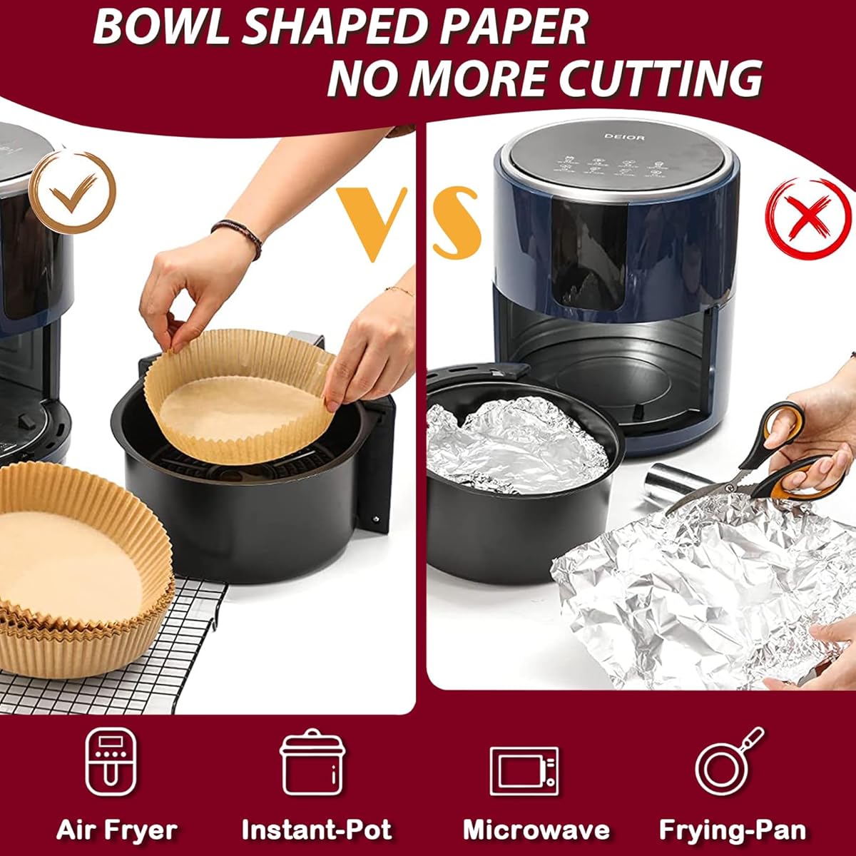 225pcs Air Fryer Parchment Paper Liners Non-Stick & Oil-Resistant, 8 Inch Round Disposable Baking Sheets with Silicone Coating for Ninja AF101/AF150AMZ XL/Max XL & 4-8QT Air Fryers, Microwave, Oven, BBQ - Easy Cleanup, Healthy Cooking, Value Pack,
