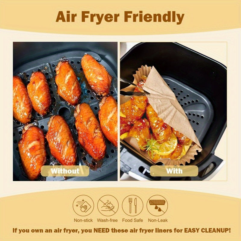 200pcs 8 Air Fryer Liner Square Baking Parchment Paper Airfryer LinersUnbleached Disposable Nonstick NonLeak NonWashing Air Fryer Paper Liner for 58 QT Air Fryer Basket, Air Fryer Liners Disposable, Disposable Air Fryer Liners, Air Fryer Liners Extra