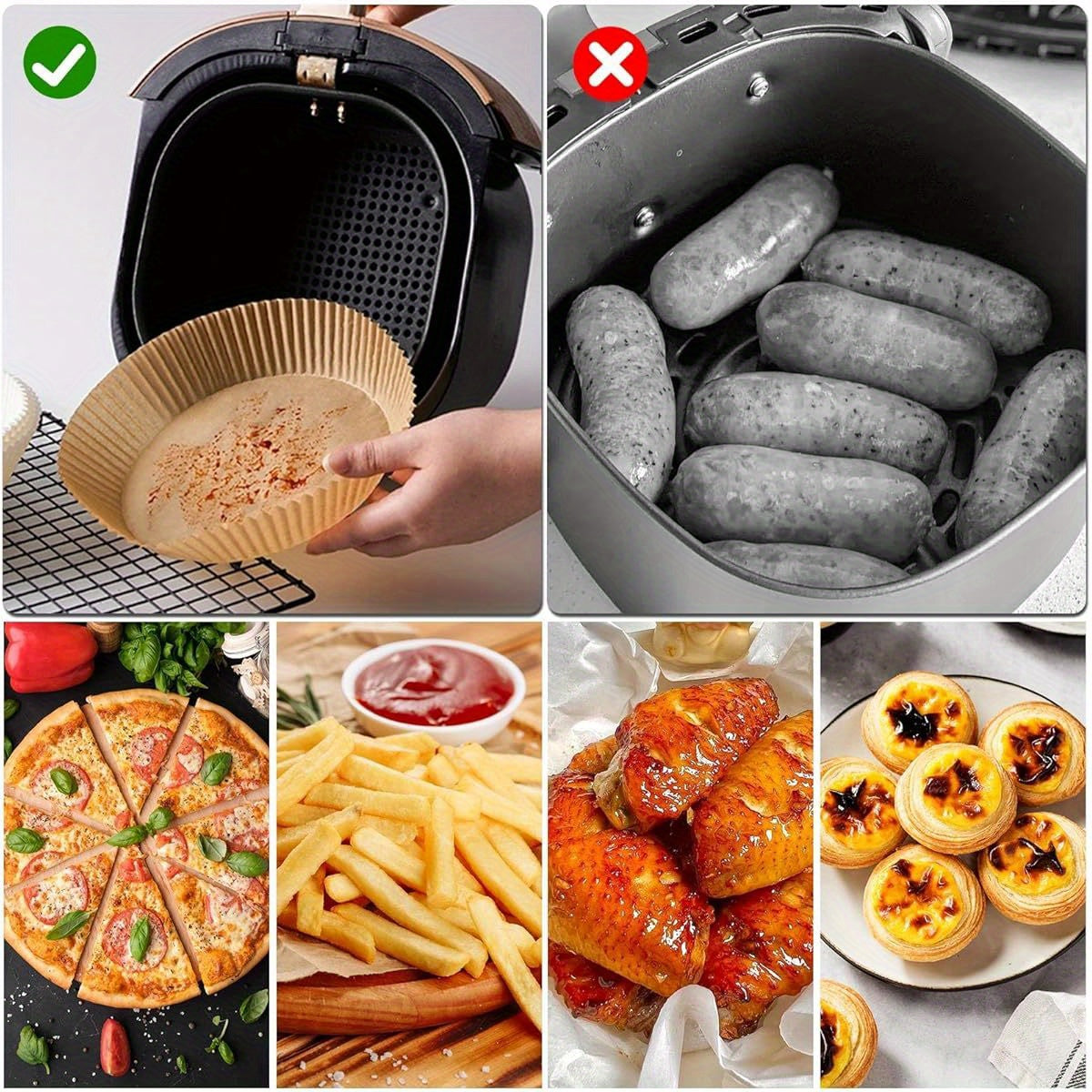 125pcs Heavy-Duty 7.9 Inch Round Air Fryer Liners Disposable - Thickened Silicone Oil Paper, 450°F Heat Resistant, Non-Stick & Hygienic Baking Sheets with Ruffled Edges for 5-8 Qt Air Fryers (Compatible with Oster, Black Friday Deals, Instant Pot & More)