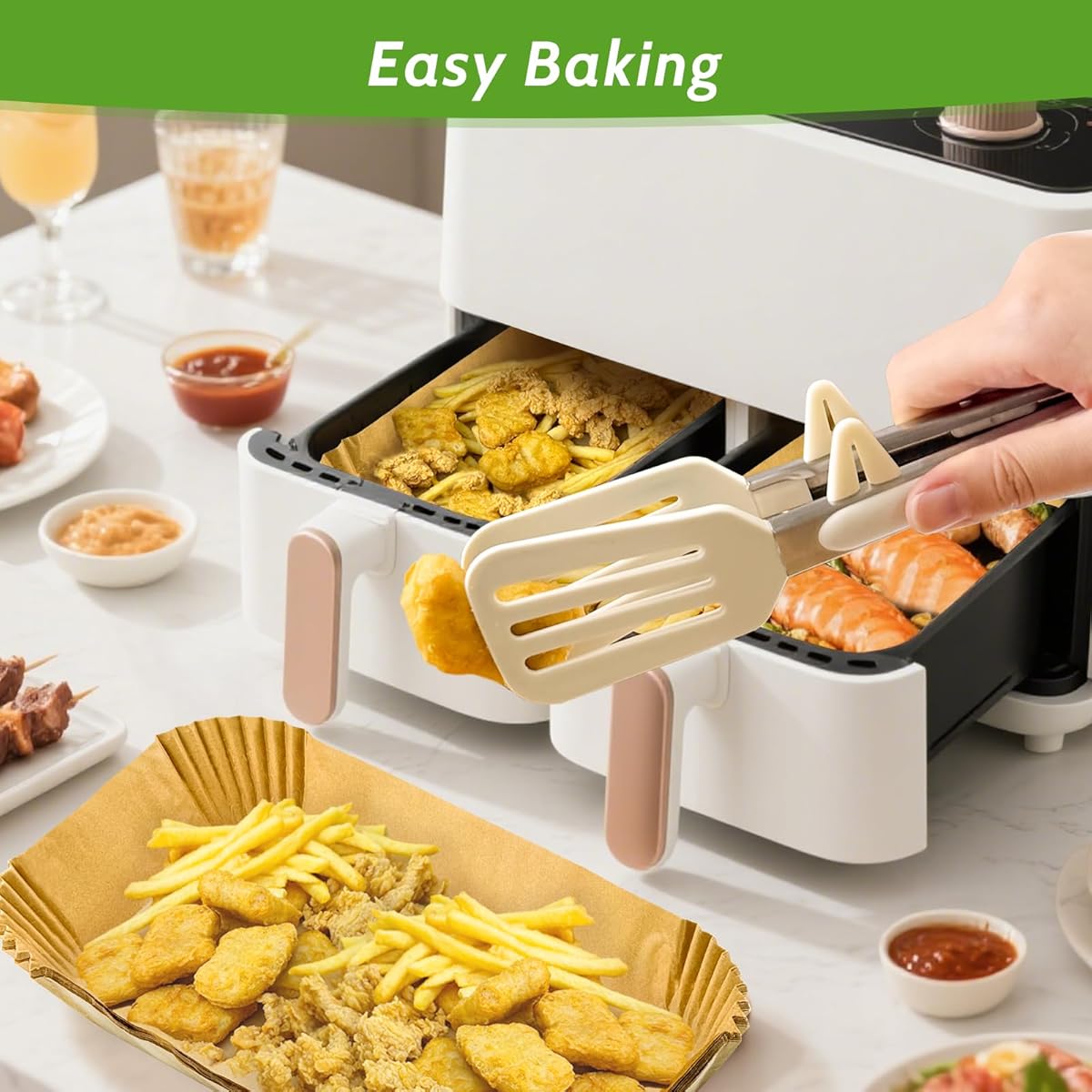 360pcs 8. 7" x 5. 5" Unbleached Heavy Duty Air Fryer Paper Liners Disposable, Non-Stick & Non-Leak Parchment Paper Liners for Airfryer Basket, Deep Fryer Parts & Accessories, Air Fryer Liners Non Stick, Special Paper for Airfryer, Air Fryer Butter Paper,
