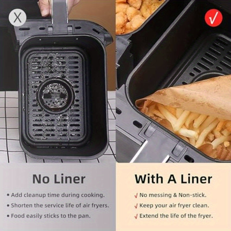 150pcs Ninja Dual Air Fryer Liners - Non-Stick, Oil Proof, Waterproof Parchment Paper Sheets (8.6x5.5 Inches) - Compatible with Ninja Foodi, 2-Basket Air Fryers, Microwave, Oven, BBQ - Cut-to-Fit Design for Easy Cooking, Reduced Cleanup - Ideal for Home,