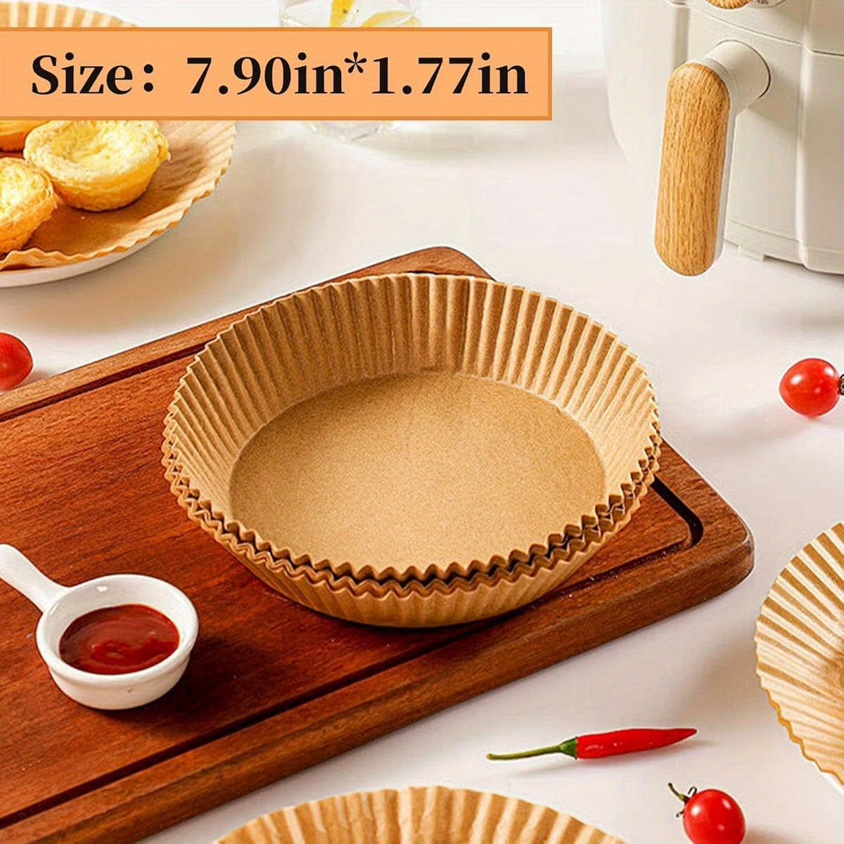 125pcs Heavy-Duty 7.9 Inch Round Air Fryer Liners Disposable - Thickened Silicone Oil Paper, 450°F Heat Resistant, Non-Stick & Hygienic Baking Sheets with Ruffled Edges for 5-8 Qt Air Fryers (Compatible with Oster, Black Friday Deals, Instant Pot & More)