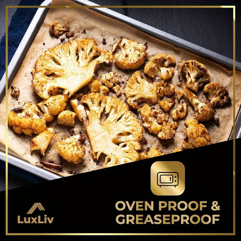 1 Roll Extra Long 164ft/50m - Heavy-Duty Thick Non-Stick Greaseproof Baking Paper - Beige to Brown Parchment Sheets for Oven, Sourdough, Pastries, - Compatible with Convection Ovens - Ideal for Home & Professional Kitchens - Unbleached, Wax Coated, 11.8