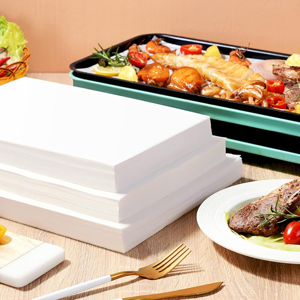 500 Sheets Parchment Paper Baking Liners - Nonstick Pre-Cut 12x8 Inch Heat-Resistant Baking Sheets with Rounded Edges, Even Heat Distribution for, Bread, Pizza, Meat - Oven Safe, Easy Cleanup, Alternative to Grease & Oil (Commercial & Home Kitchen Use)
