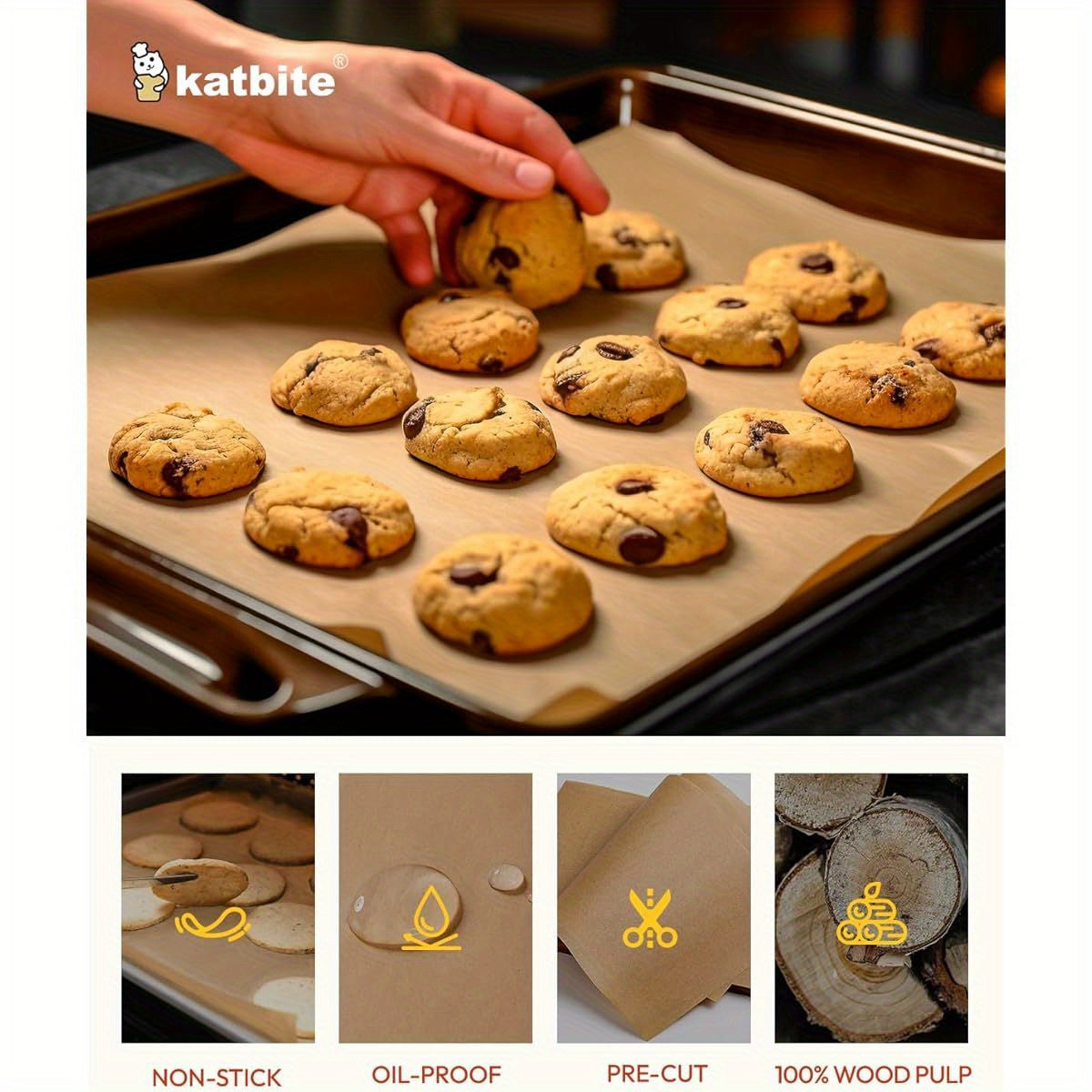 Katbite 350pcs 9x13in Parchment Paper Sheets, Heavy Duty Unbleached Baking Paper, Non- stick & Oil Proof for Oven, Air Fryer, Grilling, Steaming and Cooking Bread