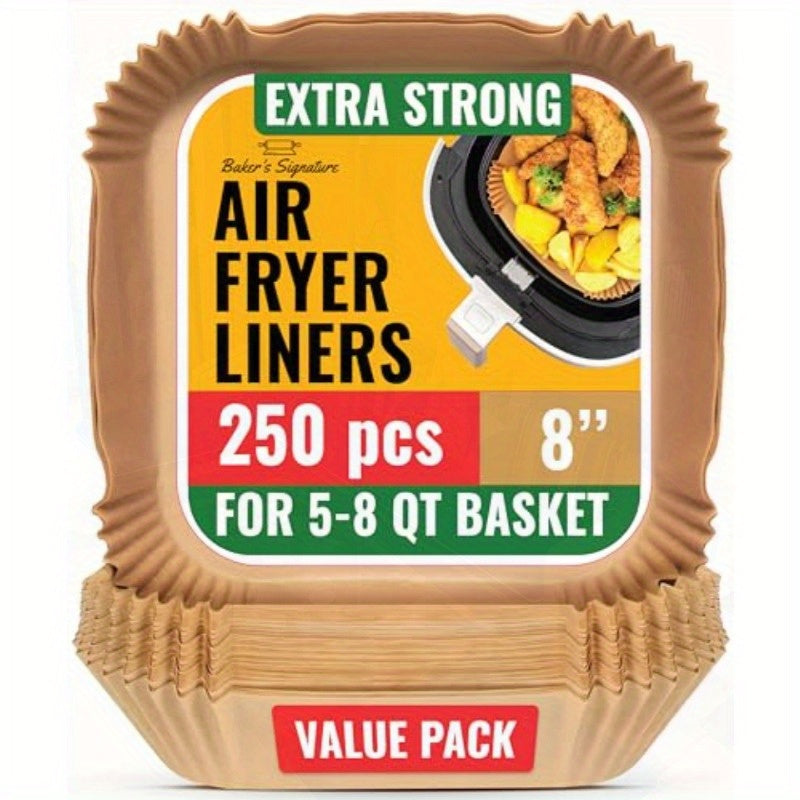250pcs Air Fryer Liners Disposable Airfryer Paper Liners NonStick and Oil Proof for Easy Cleanup Great for Oven Pans Baking 8 Square for 58 qt Basket by, Air Fryer Liners Non Stick, Disposable Air Fryer Paper, Oven Baking Sheets, Nonstick Liners, Square