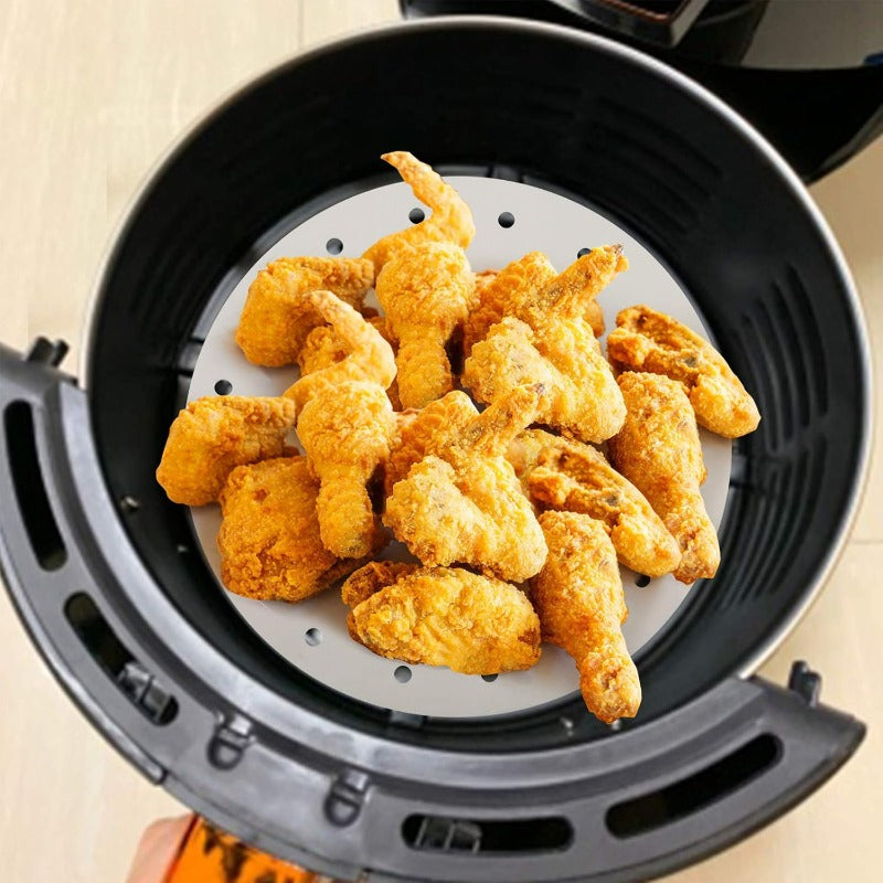 200pcs 11 Inch Disposable White Perforated Parchment Paper Sheets for Air Fryer & Steaming Basket - Non-Stick, Heat-Resistant, Easy Cleanup, Perfect for Baking, Roasting, and Steaming, Air Fryer Accessories, Baking Essentials, Perforated Design,