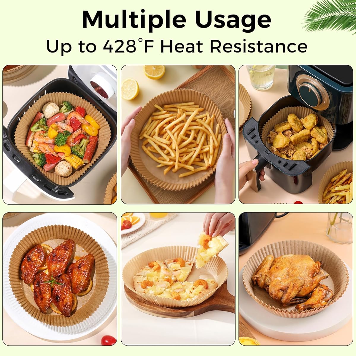 Ctizne Air Fryer Paper Liners Disposable, 200pcs 8inch Airfryer Oven Insert Parchment Paper Sheets Round, Non Stick Food Grade Baking Liner for 5Qt/6Qt/7Qt/8Qt Air Fryer Basket, Air Fryer Liners Non Stick, Special Paper for Airfryer, Air Fryer Butter