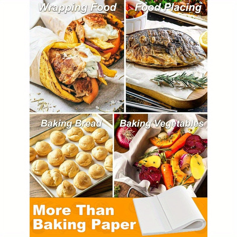 200 Sheets Non-Stick Parchment Paper Baking Sheets - Precut 12x16 Inch Large White Baking Paper with Rounded Edges, Individually Wrapped for Oven, Air Fryer, Grilling, Steaming - 450°F Safe, High Quality & Disposable, Natural Wood Pulp, Pre-Cut for Easy