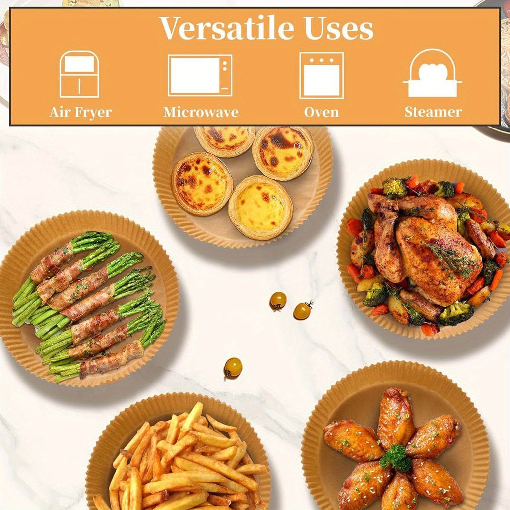 125pcs Heavy-Duty 7.9 Inch Round Air Fryer Liners Disposable - Thickened Silicone Oil Paper, 450°F Heat Resistant, Non-Stick & Hygienic Baking Sheets with Ruffled Edges for 5-8 Qt Air Fryers (Compatible with Oster, Black Friday Deals, Instant Pot & More)