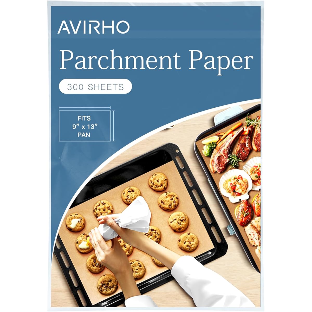300 Count Precut Non-Stick Baking Sheets - Heavy-Duty Parchment Paper Liners, Non-Stick, Oven, Air Fryer, Grill, Steamer Safe - Pre-Cut to Size for Easy Use - Ideal for Cookies, Cupcakes, Pizza, Pastries, Bread - Kitchen & Restaurant Use - Compatible with